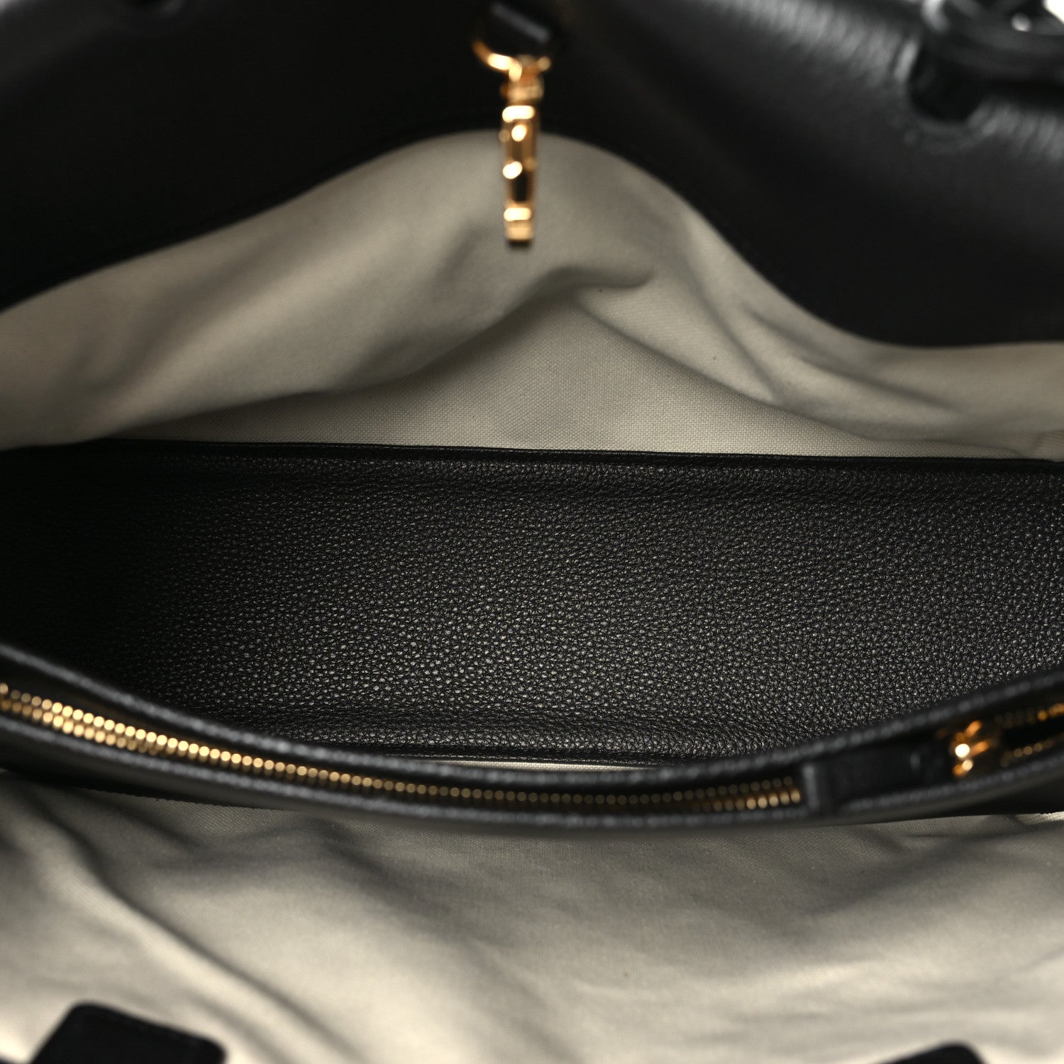 Grained Calfskin Stitched Urban Essentials Shopping Bag Black — view 5