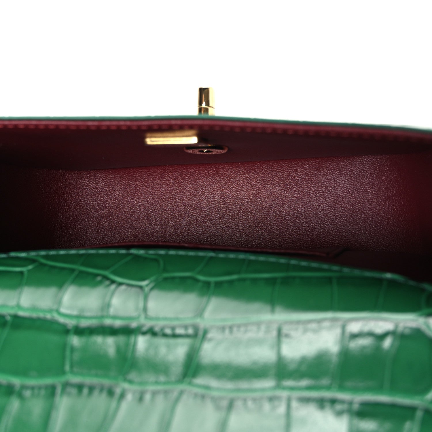 Crocodile Embossed Calfskin Turn Around Mini Flap Bag With Top Handle  Green — view 5