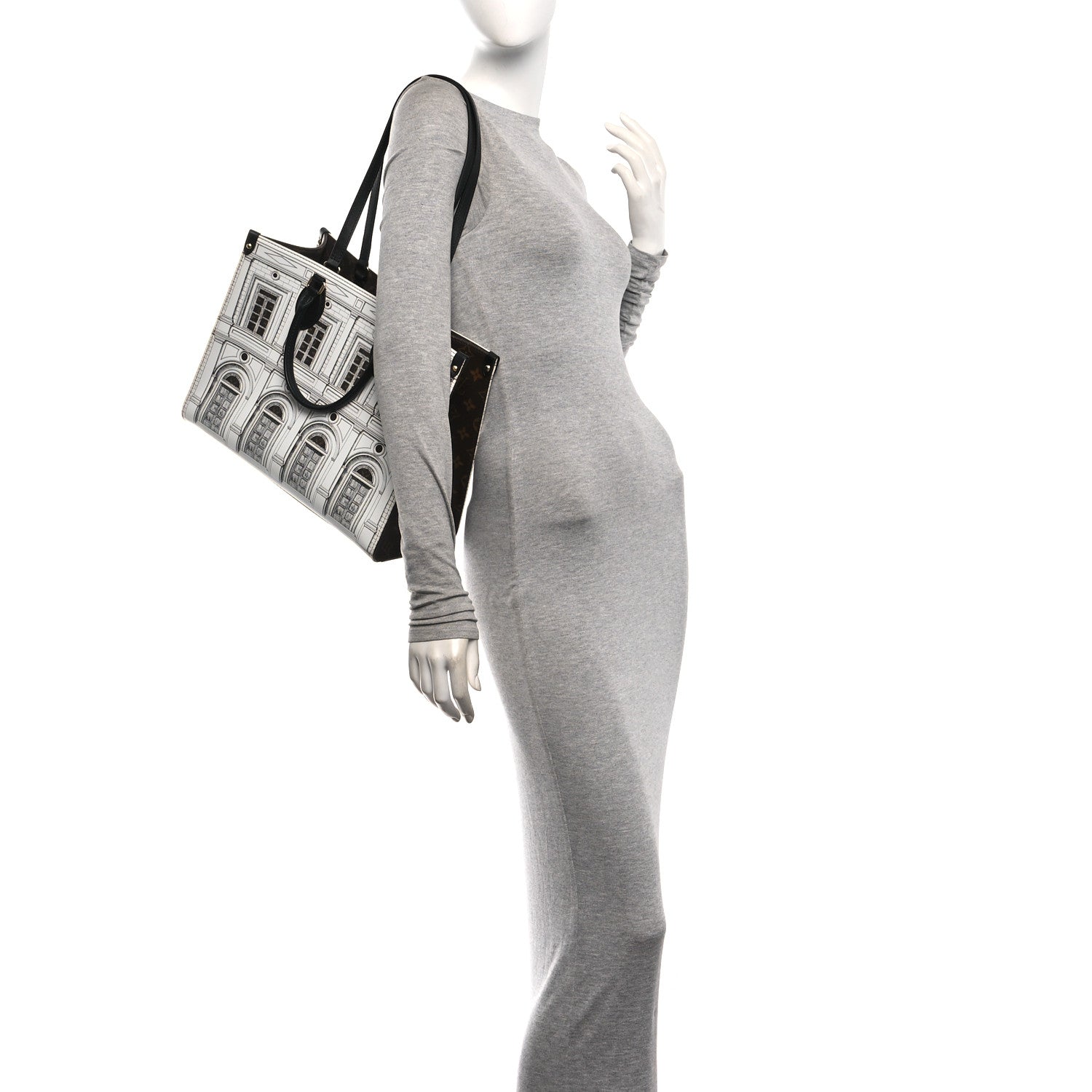 X FORNASETTI Calfskin Architettura Onthego MM Black White — view 2
