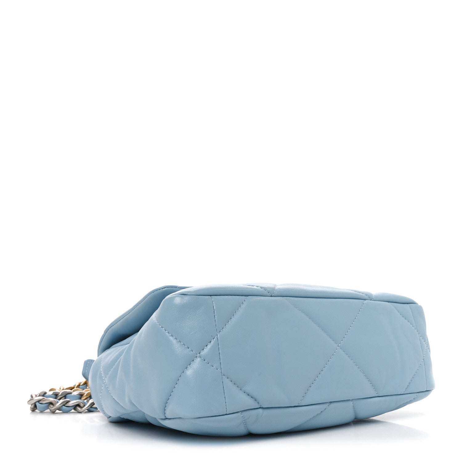 Lambskin Quilted Medium Chanel 19 Flap Light Blue Light Blue — view 4