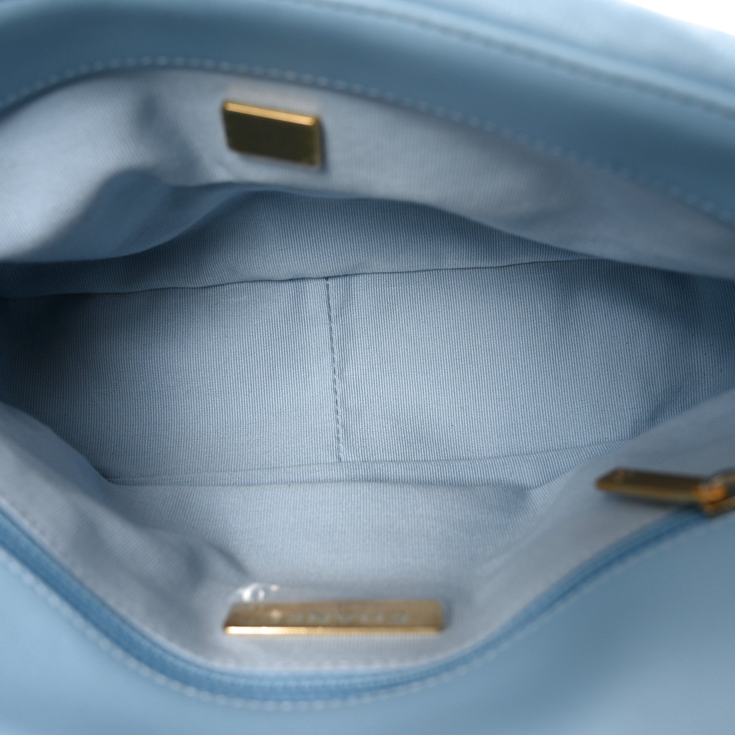 Lambskin Quilted Medium Chanel 19 Flap Light Blue Light Blue — view 5
