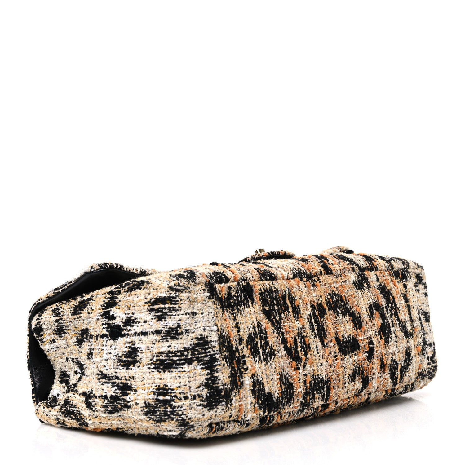 Tweed Mixed Fibers Leopard Print Small Souplissimo Maxi Flap Brown Black White — view 4