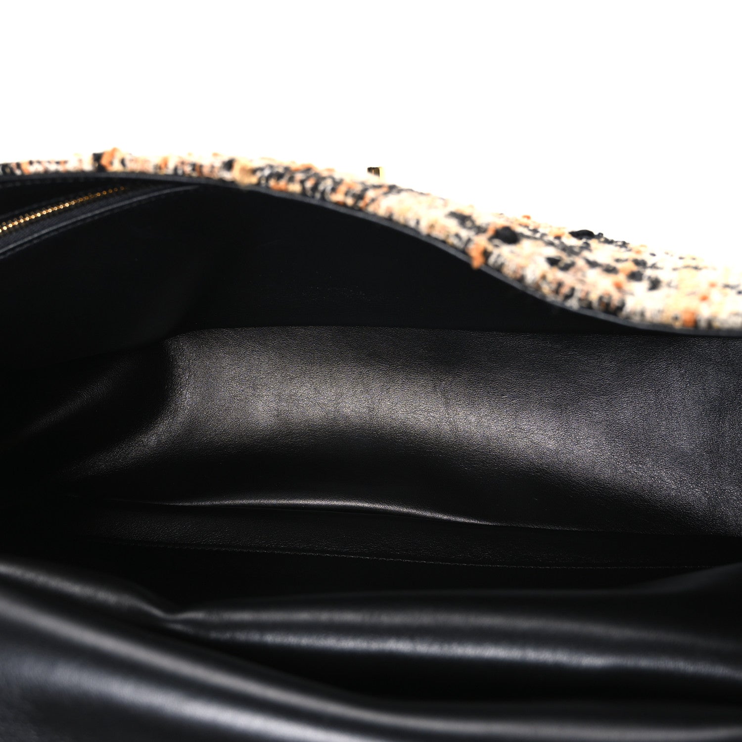 Tweed Mixed Fibers Leopard Print Small Souplissimo Maxi Flap Brown Black White — view 5