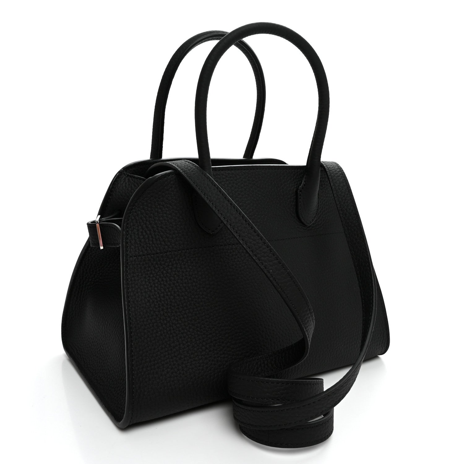 Grained Calfskin Soft Margaux 10 Bag Black — view 3