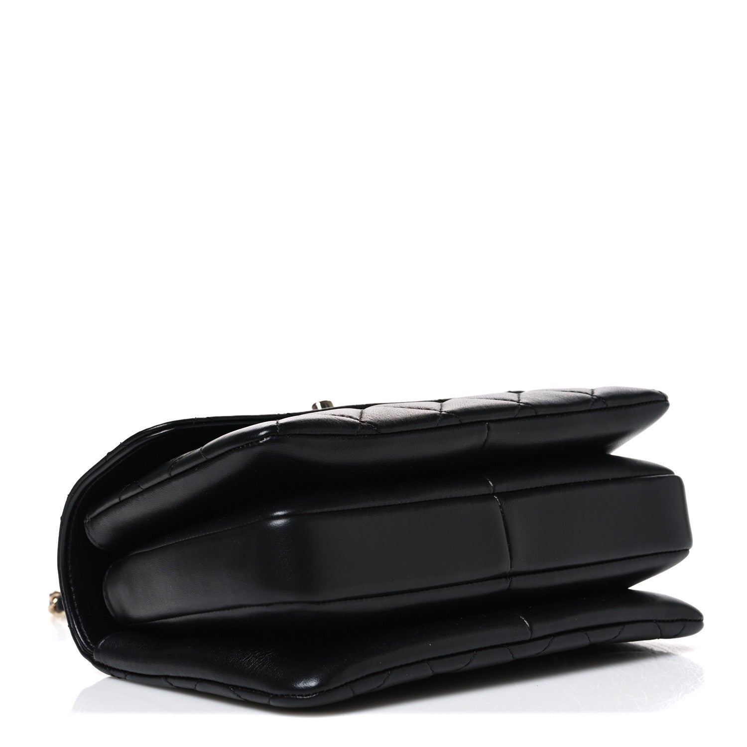 Lambskin Quilted Mini Trendy CC Dual Handle Flap Bag Black — view 4