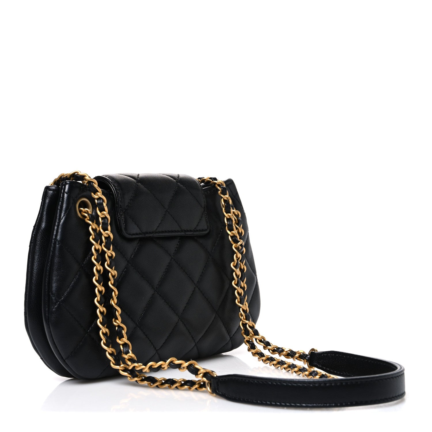 Lambskin Quilted Small Giant CC Flap Bag Black — view 3