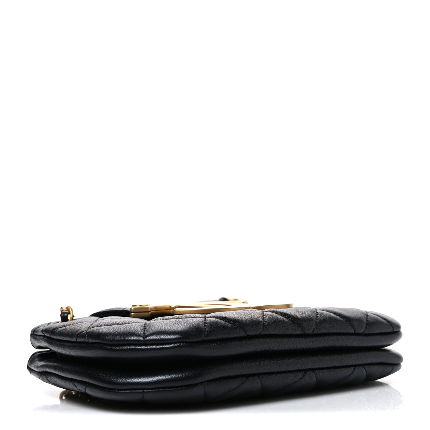 Lambskin Quilted Small Giant CC Flap Bag Black — view 4