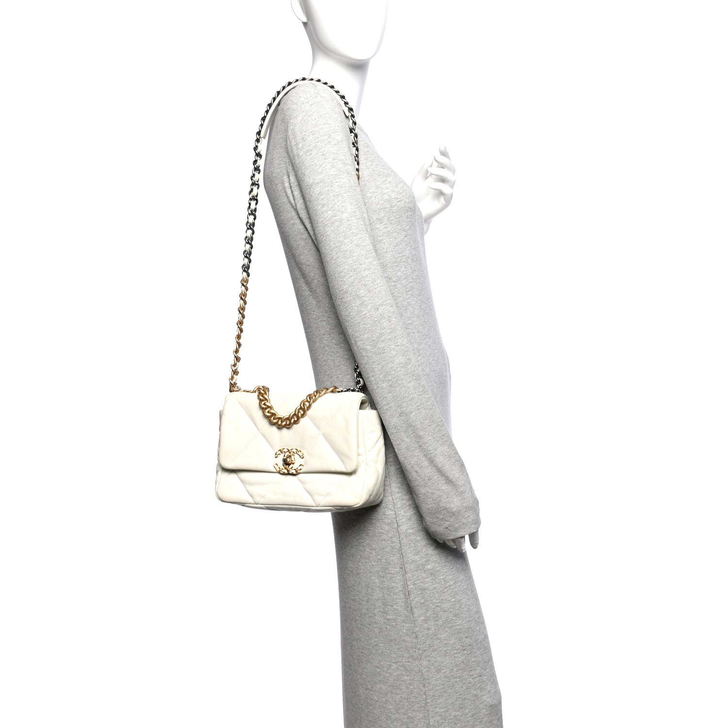Lambskin Quilted Medium Chanel 19 Flap White — view 2