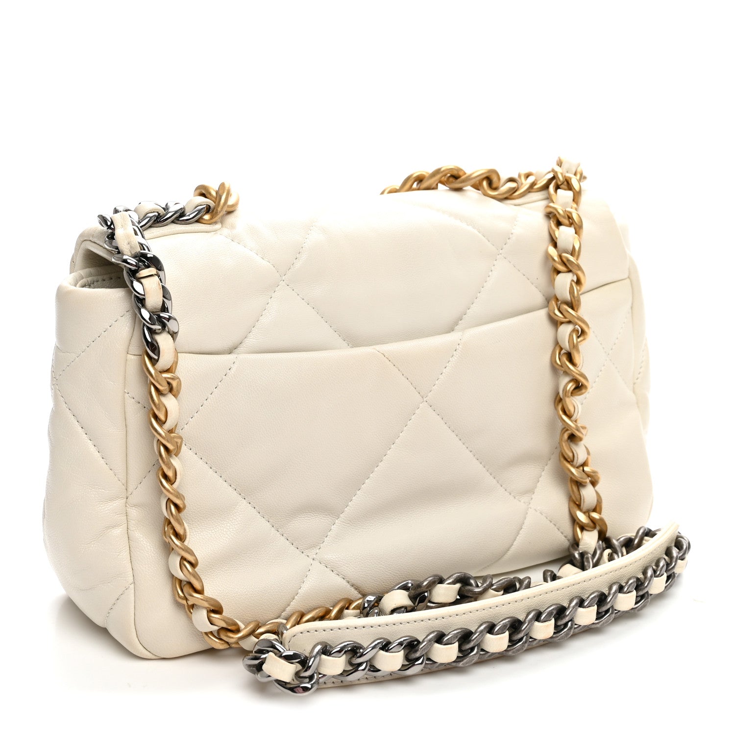 Lambskin Quilted Medium Chanel 19 Flap White — view 3