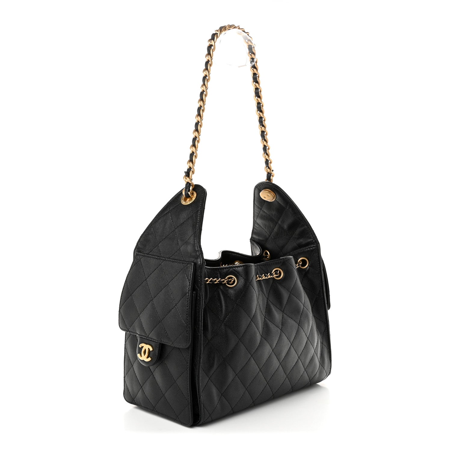 Caviar Quilted Small Chanel 25 Handbag Black — view 3