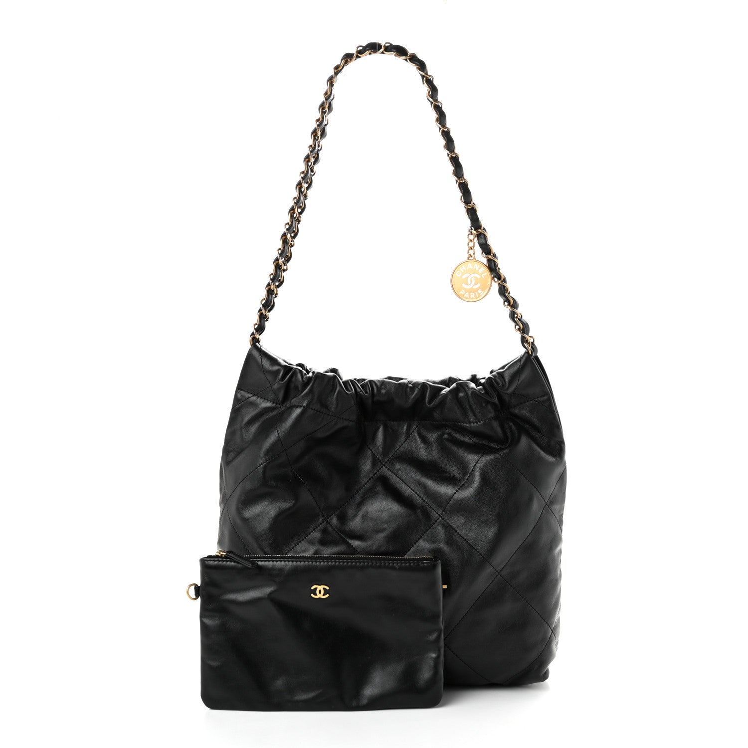 Shiny Calfskin Quilted Small Chanel 22 Black — view 3