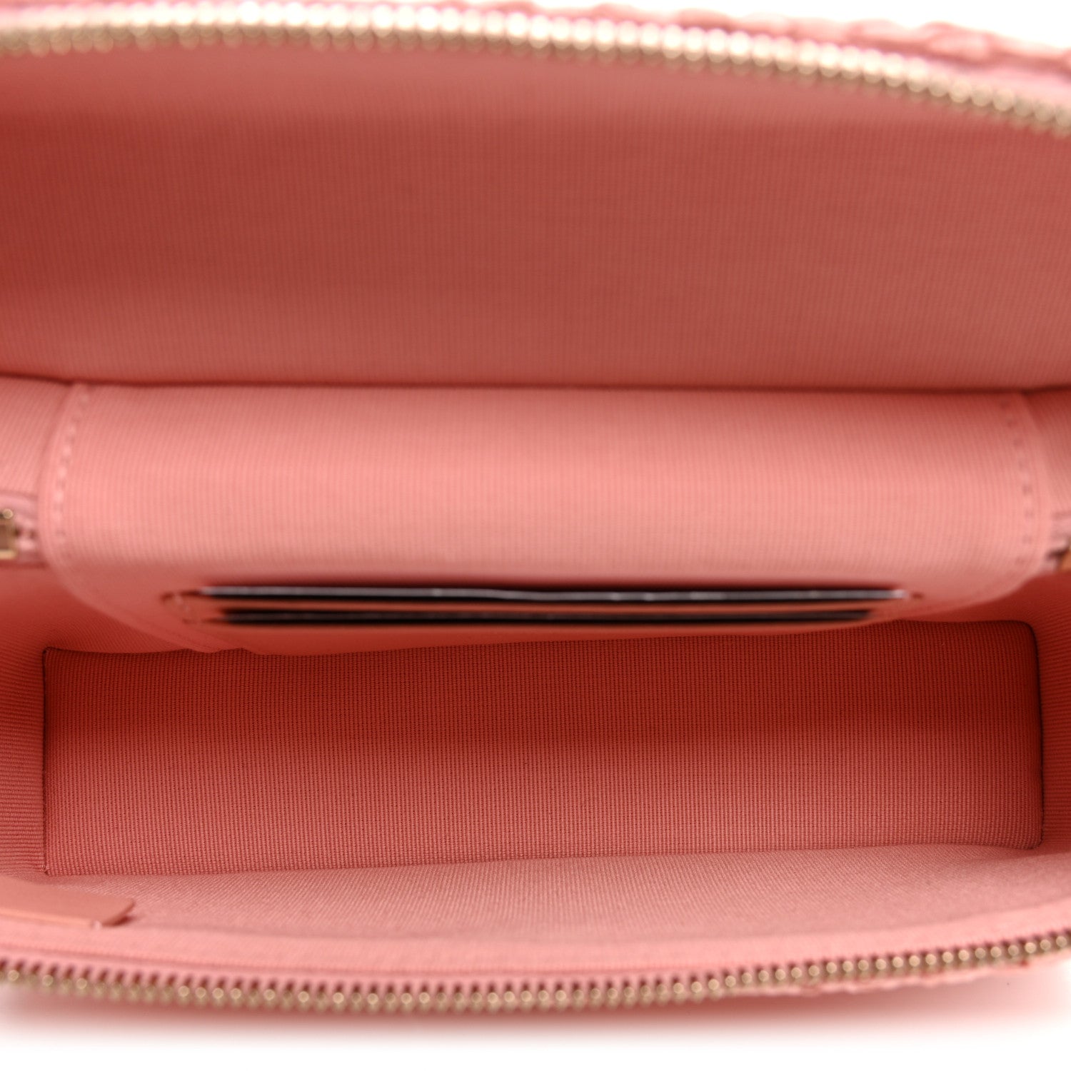 Braided Raffia Quilted Top Handle Slim Vanity Case With Chain Light Pink — view 5