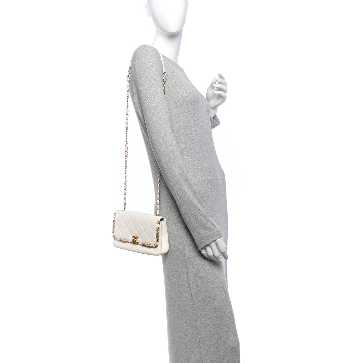 Lambskin Enamel Strass Quilted Mini Paris Monaco Flap White — view 3