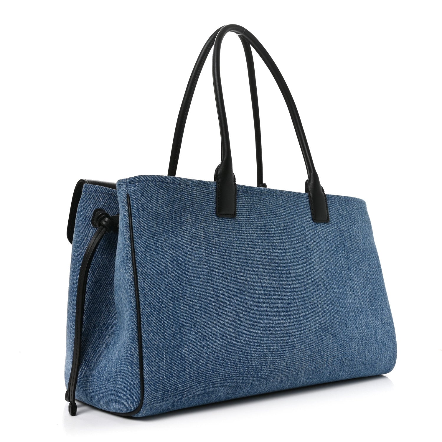 Denim Calfskin Urban Essentials Shopping Bag Blue Black — view 3