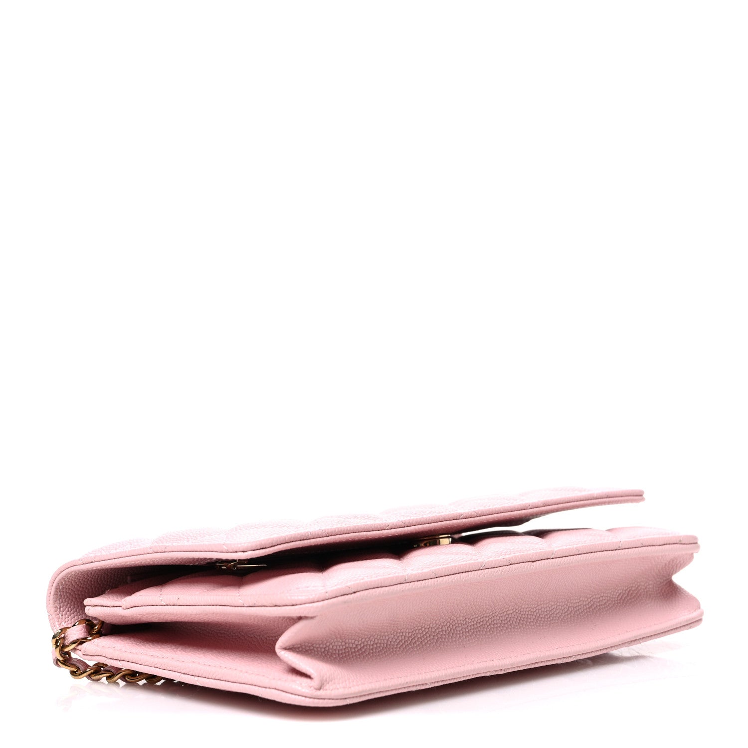 Caviar Quilted Wallet on Chain WOC Light Pink — view 4