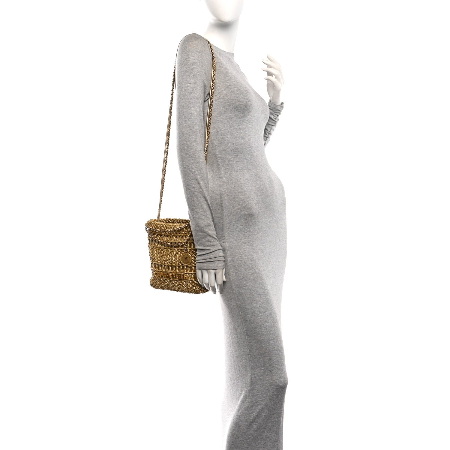 Metallic Calfskin Macrame Mini Chanel 22 Gold — view 2