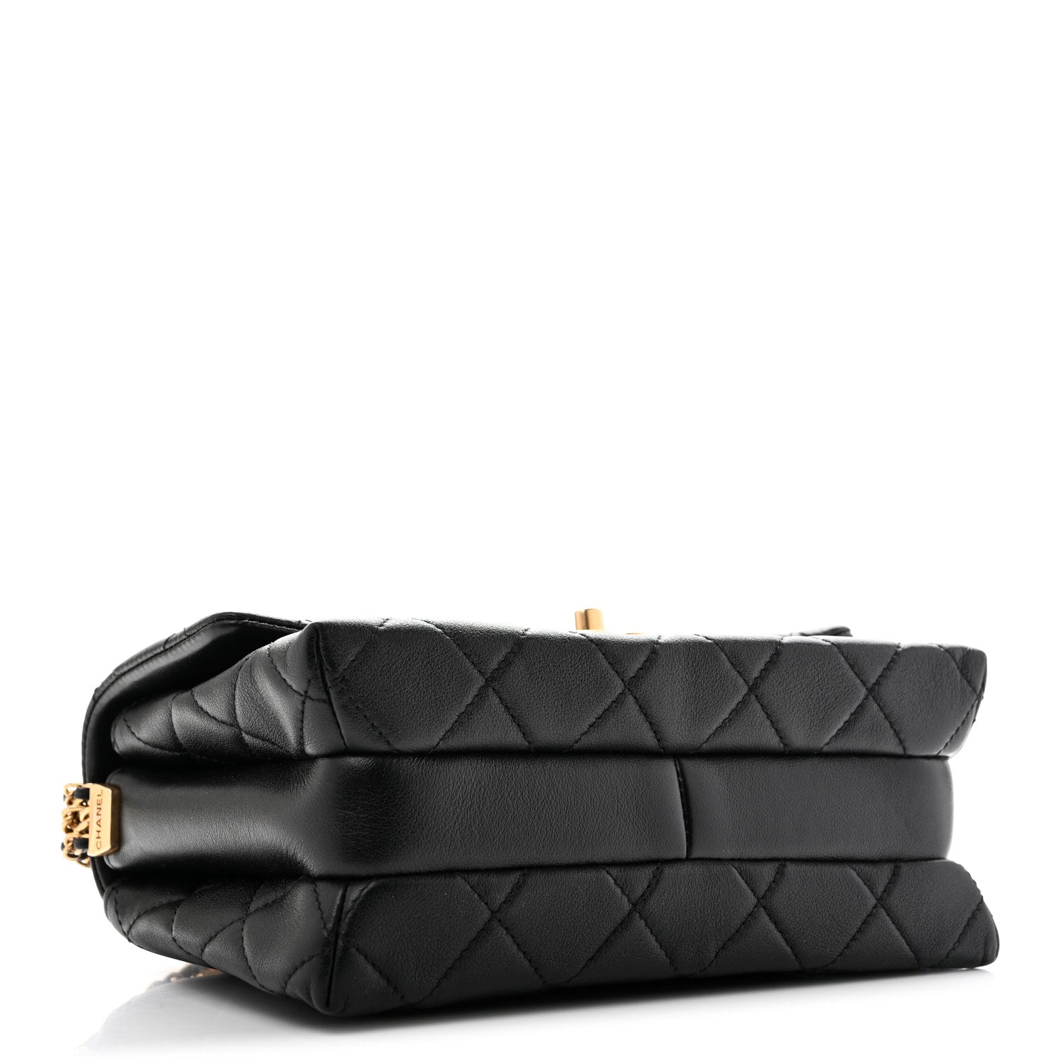 Calfskin Quilted Mini Chain Strap Flap Black — view 4