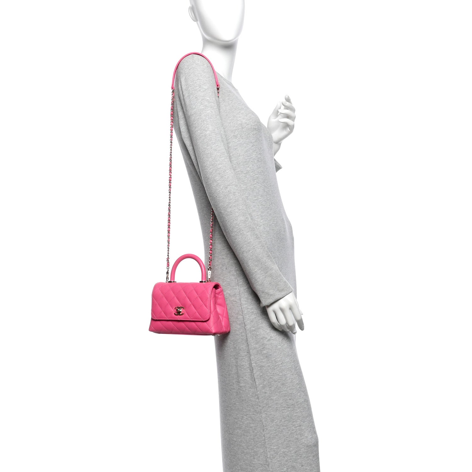 Caviar Quilted Extra Mini Coco Handle Flap Pink — view 2