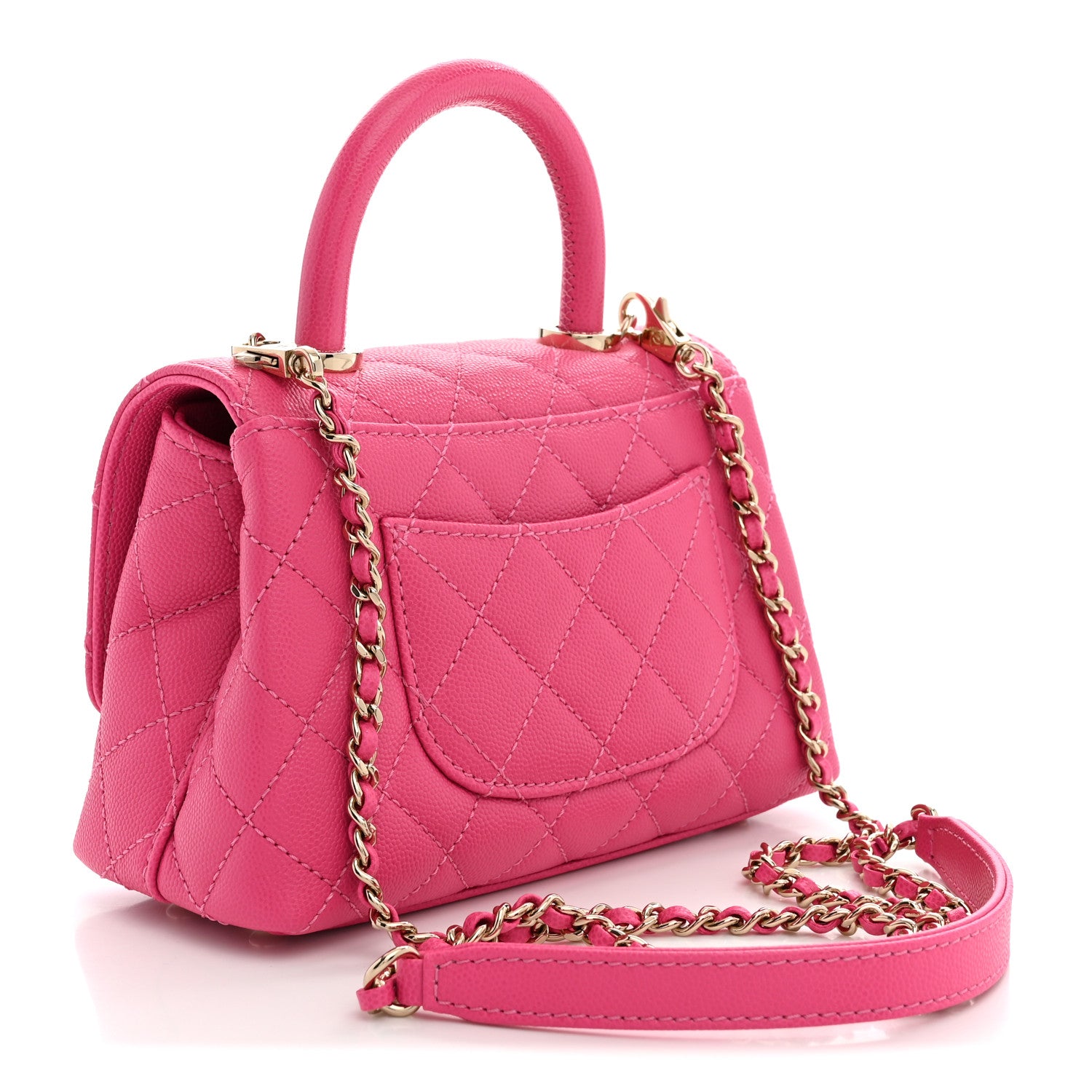 Caviar Quilted Extra Mini Coco Handle Flap Pink — view 3
