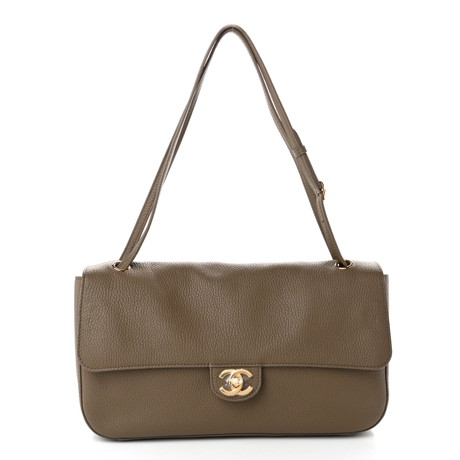 Grained Calfskin Small Souplissimo Maxi Flap Light Brown