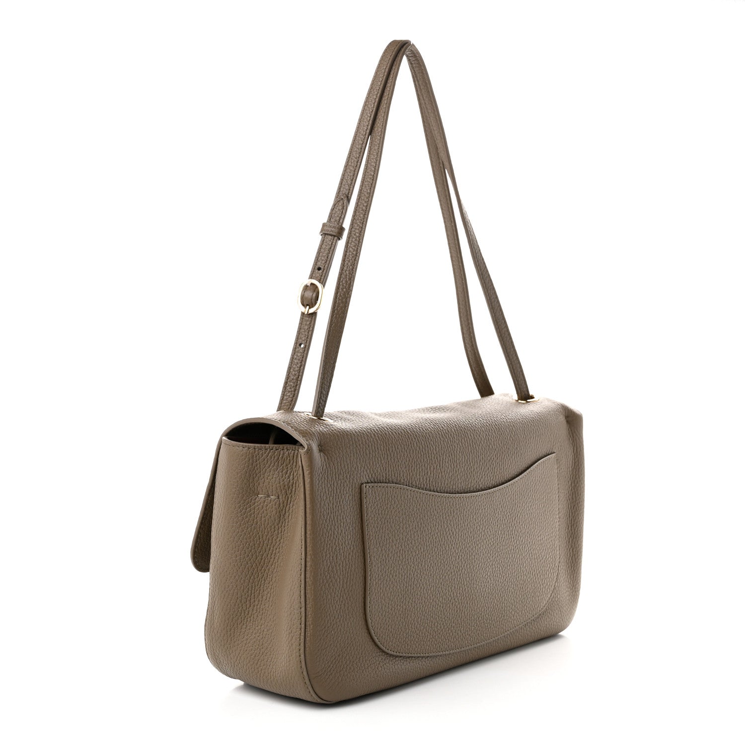 Grained Calfskin Small Souplissimo Maxi Flap Light Brown — view 3