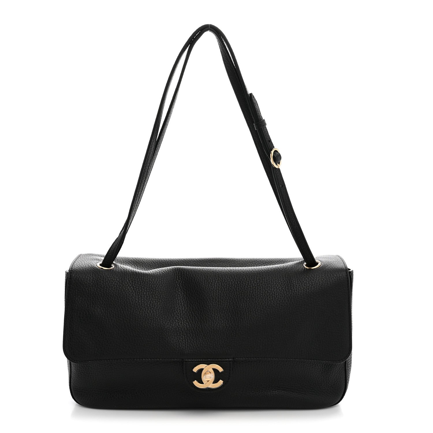 Grained Calfskin Small Souplissimo Maxi Flap Black