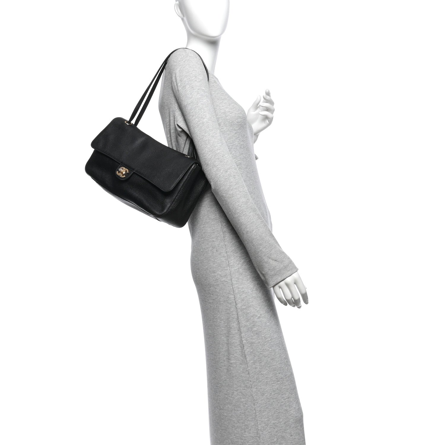 Grained Calfskin Small Souplissimo Maxi Flap Black — view 2