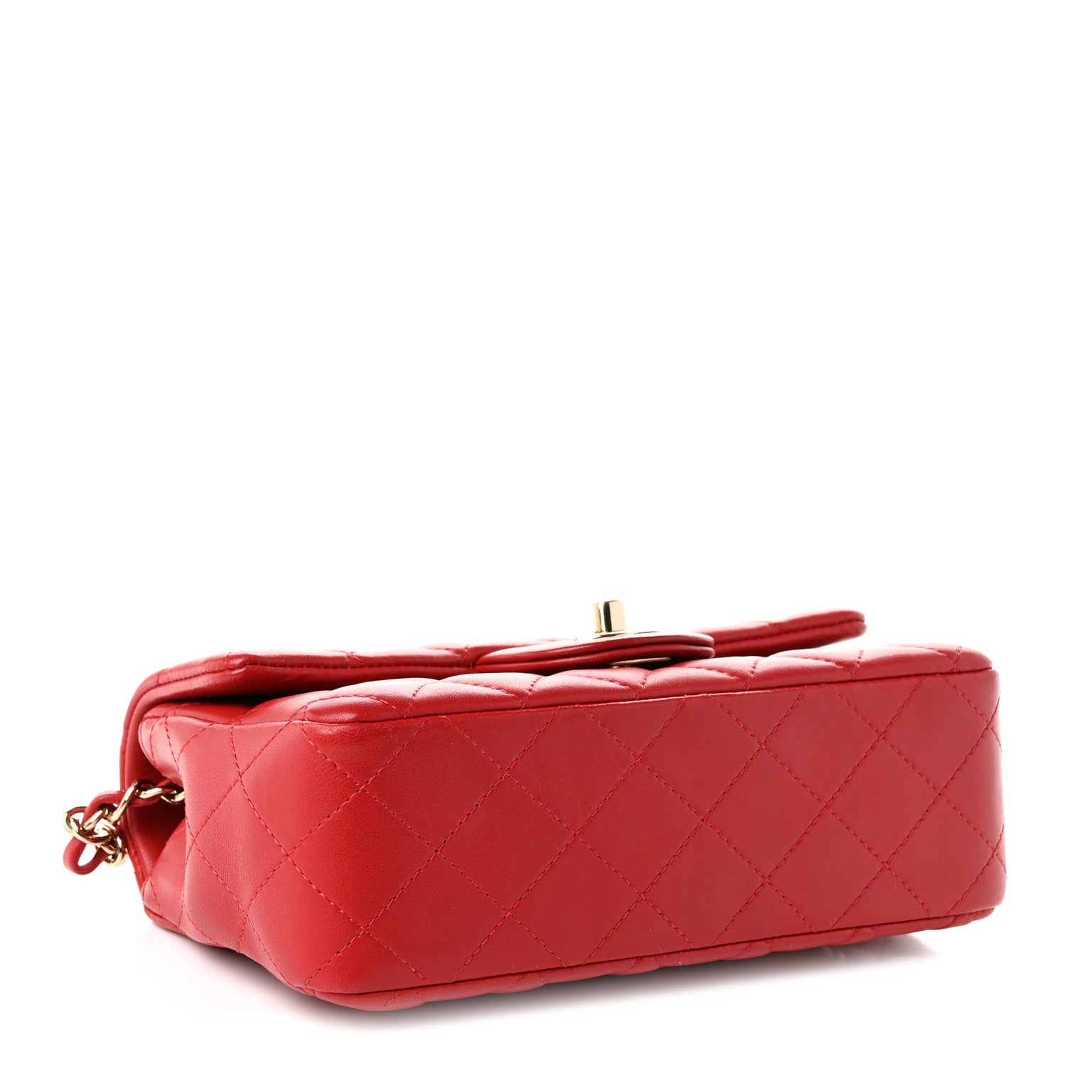 Lambskin Quilted Mini Rectangular Flap Red Dark Red — view 4