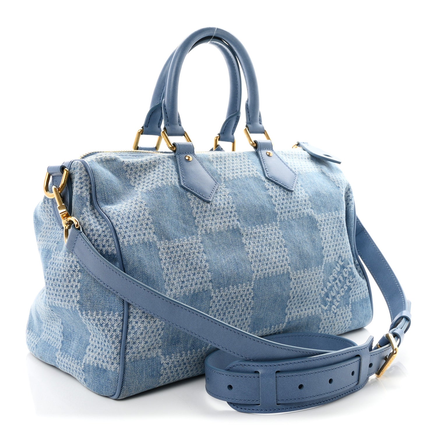 Damier Denim 3D Speedy Bandouliere 30 Denim Blue — view 3