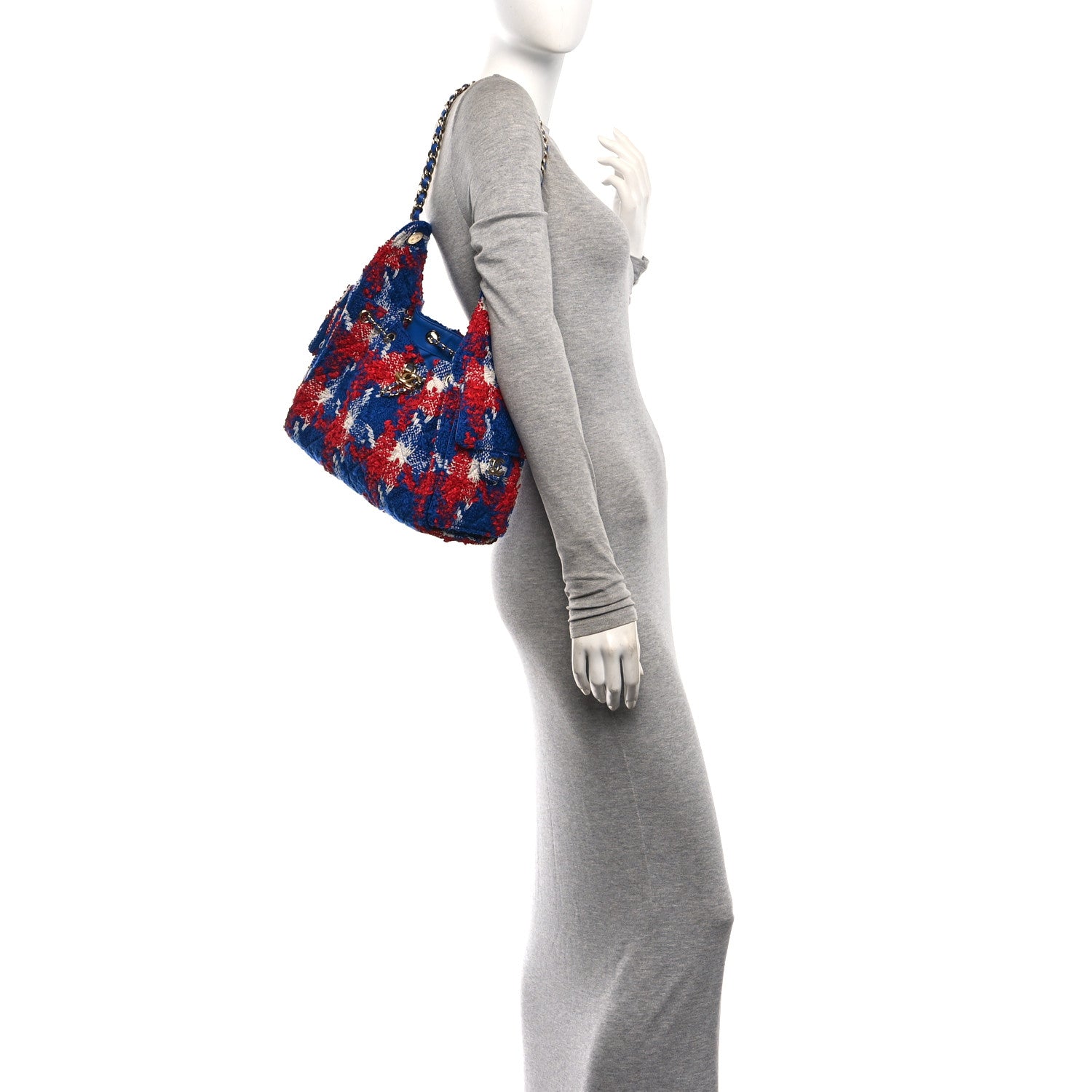 Tweed Quilted Small Chanel 25 Handbag Red White Blue — view 2