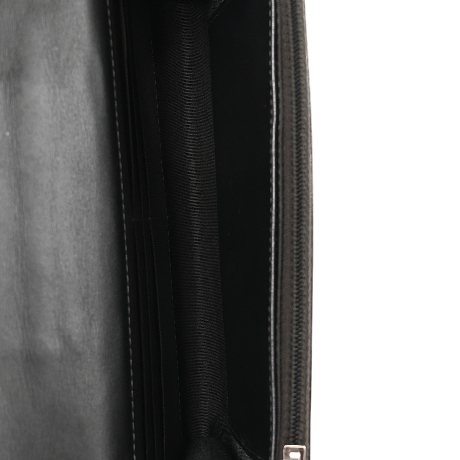 Crumpled Metallic Calfskin Quilted Ring Handle Wallet on Chain Silver — view 5
