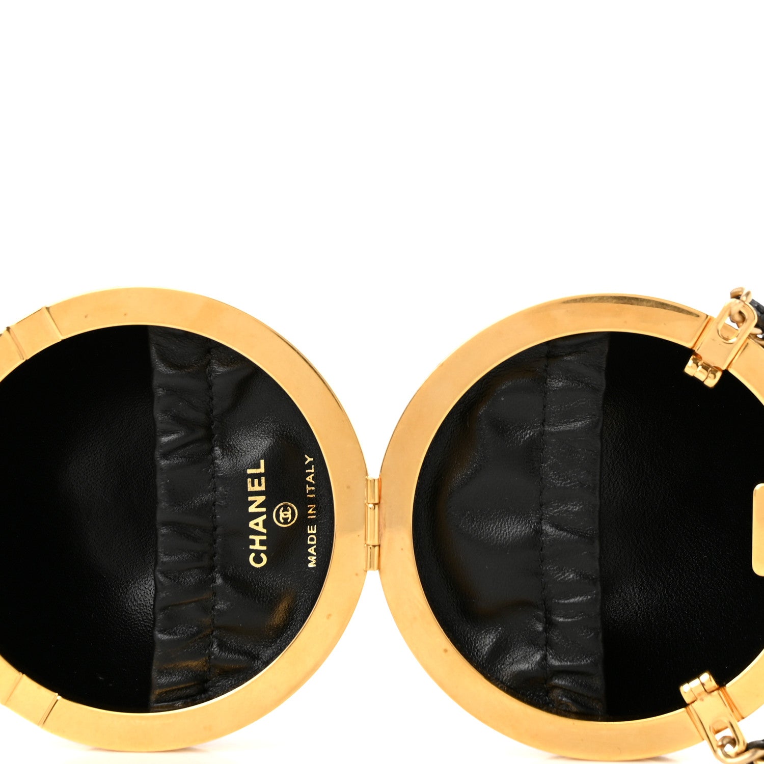 Lambskin Quilted Sphere Minaudiere Chain Clutch Black — view 5