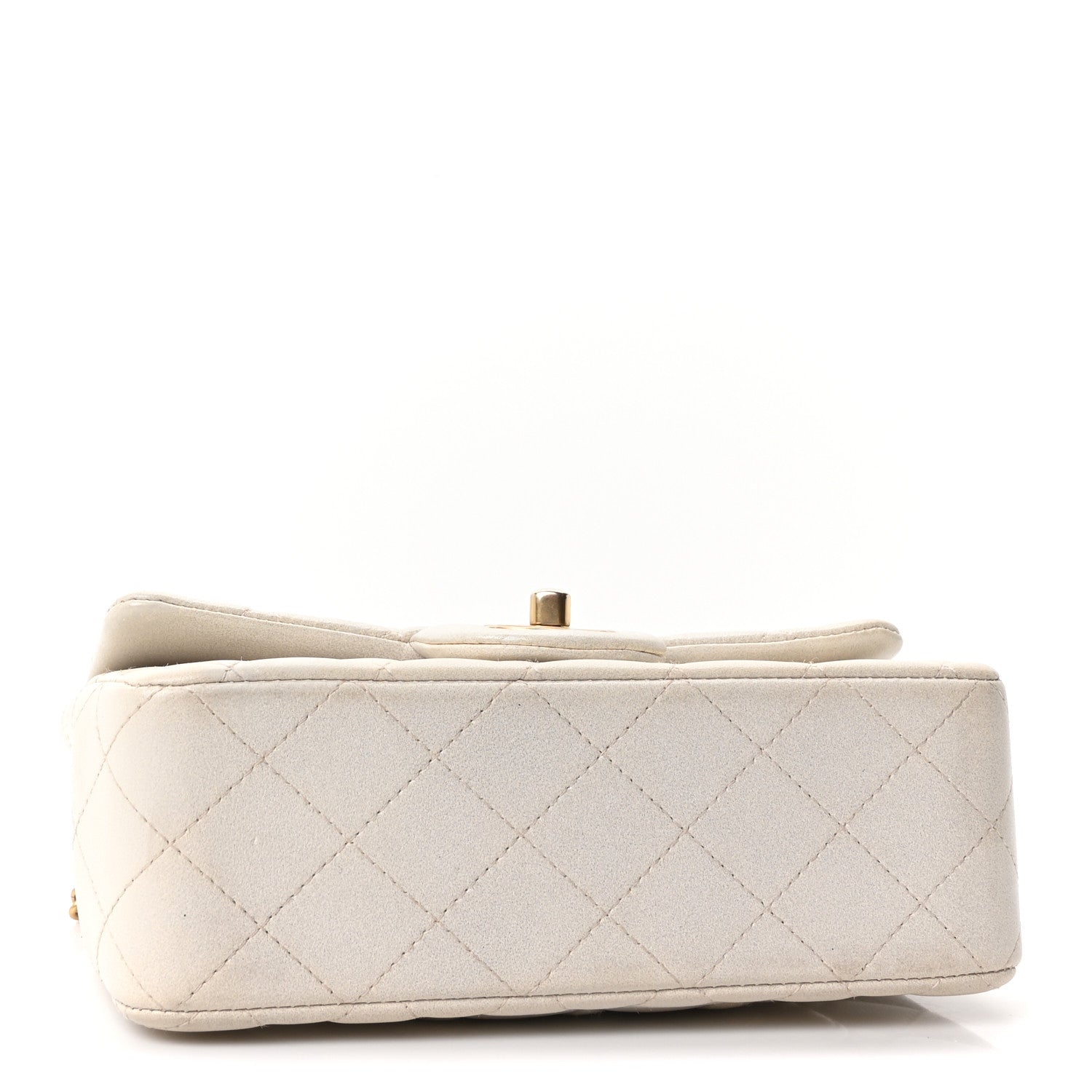Iridescent Lambskin Quilted Mini Top Handle Rectangular Flap White — view 4
