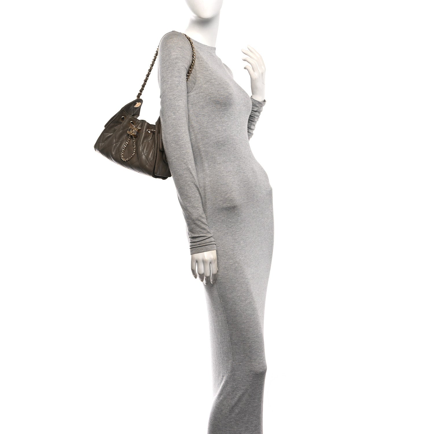 Goatskin Quilted Mini Chanel 25 Handbag Dark Khaki — view 2