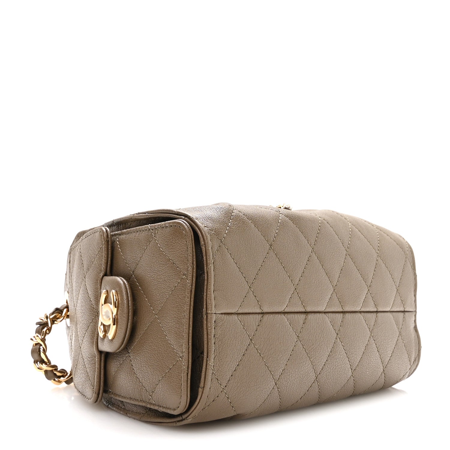 Goatskin Quilted Mini Chanel 25 Handbag Dark Khaki — view 4