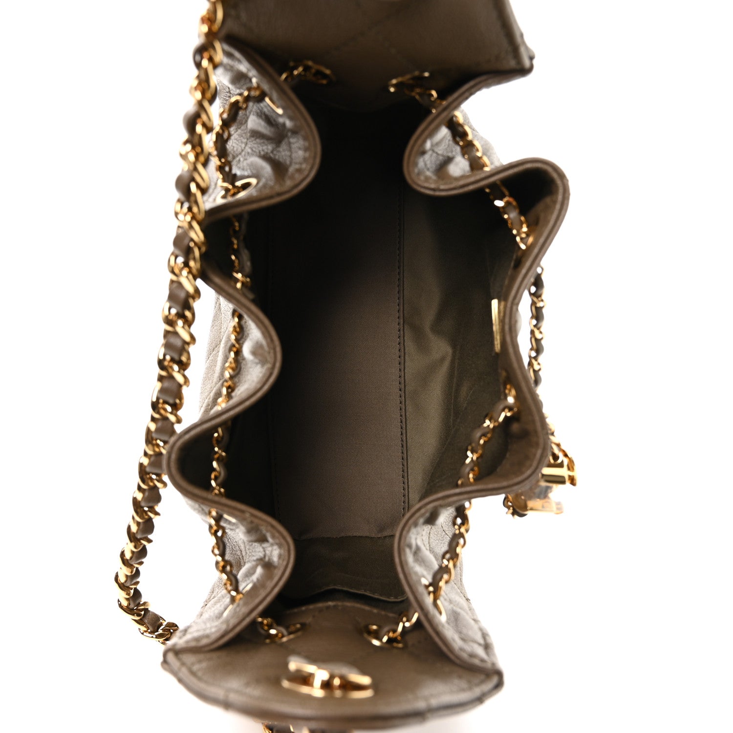 Goatskin Quilted Mini Chanel 25 Handbag Dark Khaki — view 5