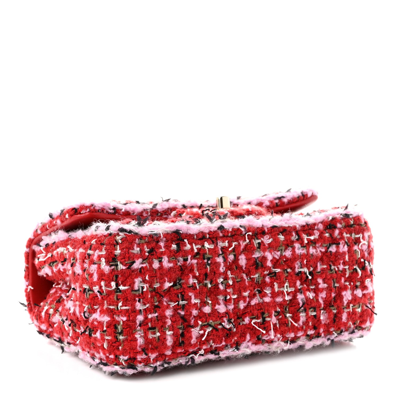 Tweed Quilted Mini Rectangular Flap Red Pink Multicolor — view 4