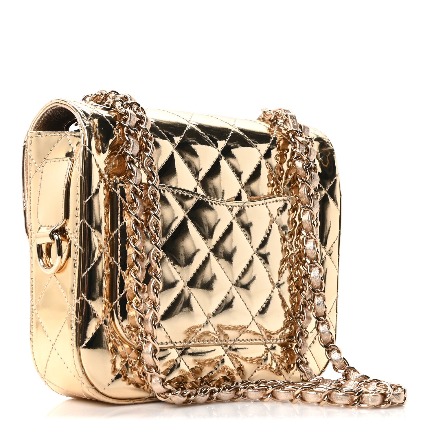Mirror Calfskin Metallic Calfskin Quilted Hollywood Boulevard Flap With Star Coin Purse Gold — view 3