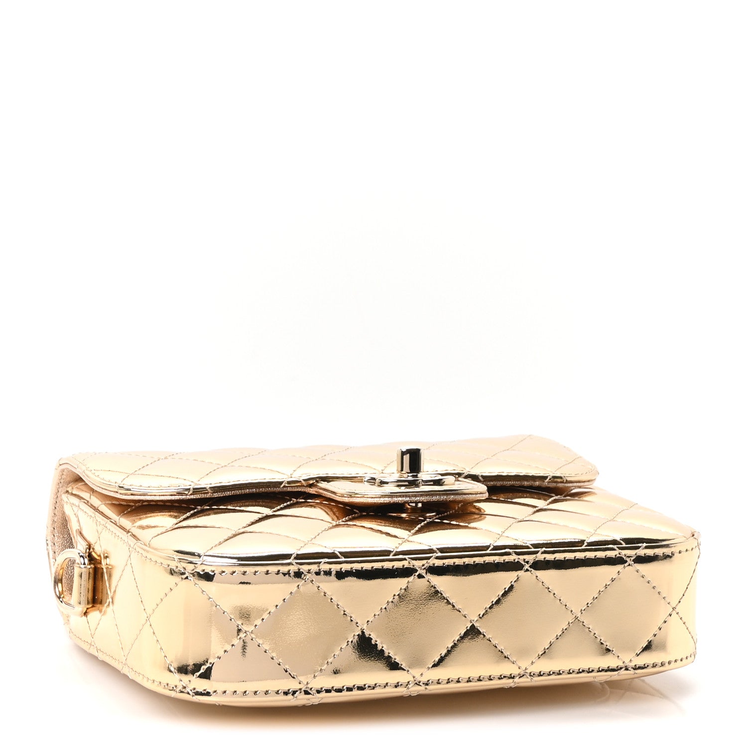 Mirror Calfskin Metallic Calfskin Quilted Hollywood Boulevard Flap With Star Coin Purse Gold — view 4