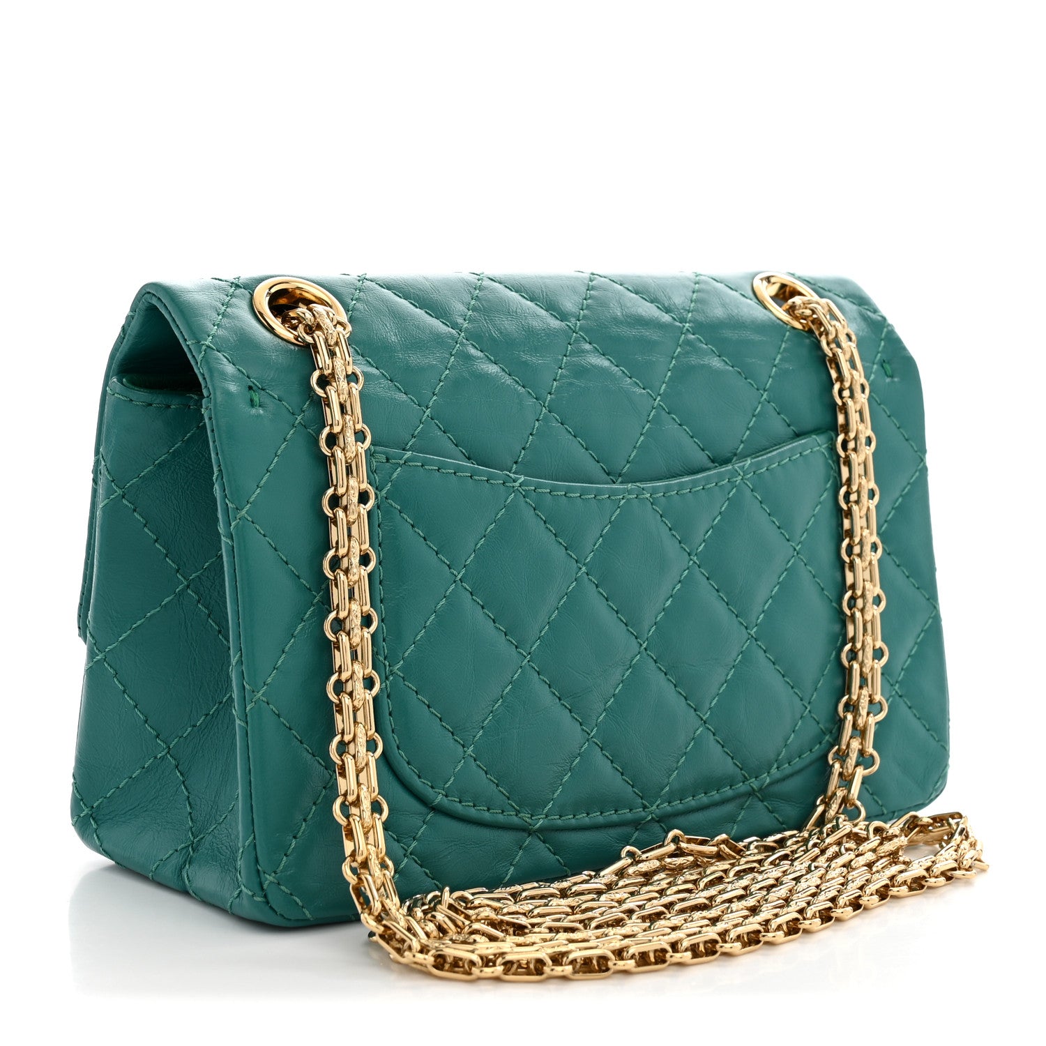 Aged Calfskin Quilted 2.55 Reissue Mini Flap Green — view 3
