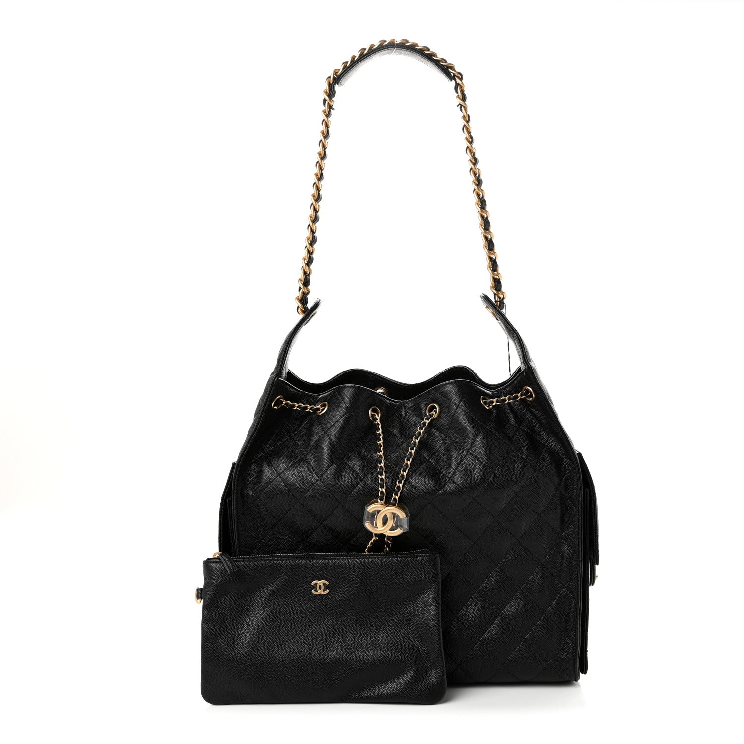 Caviar Quilted Medium Chanel 25 Handbag Black — view 3