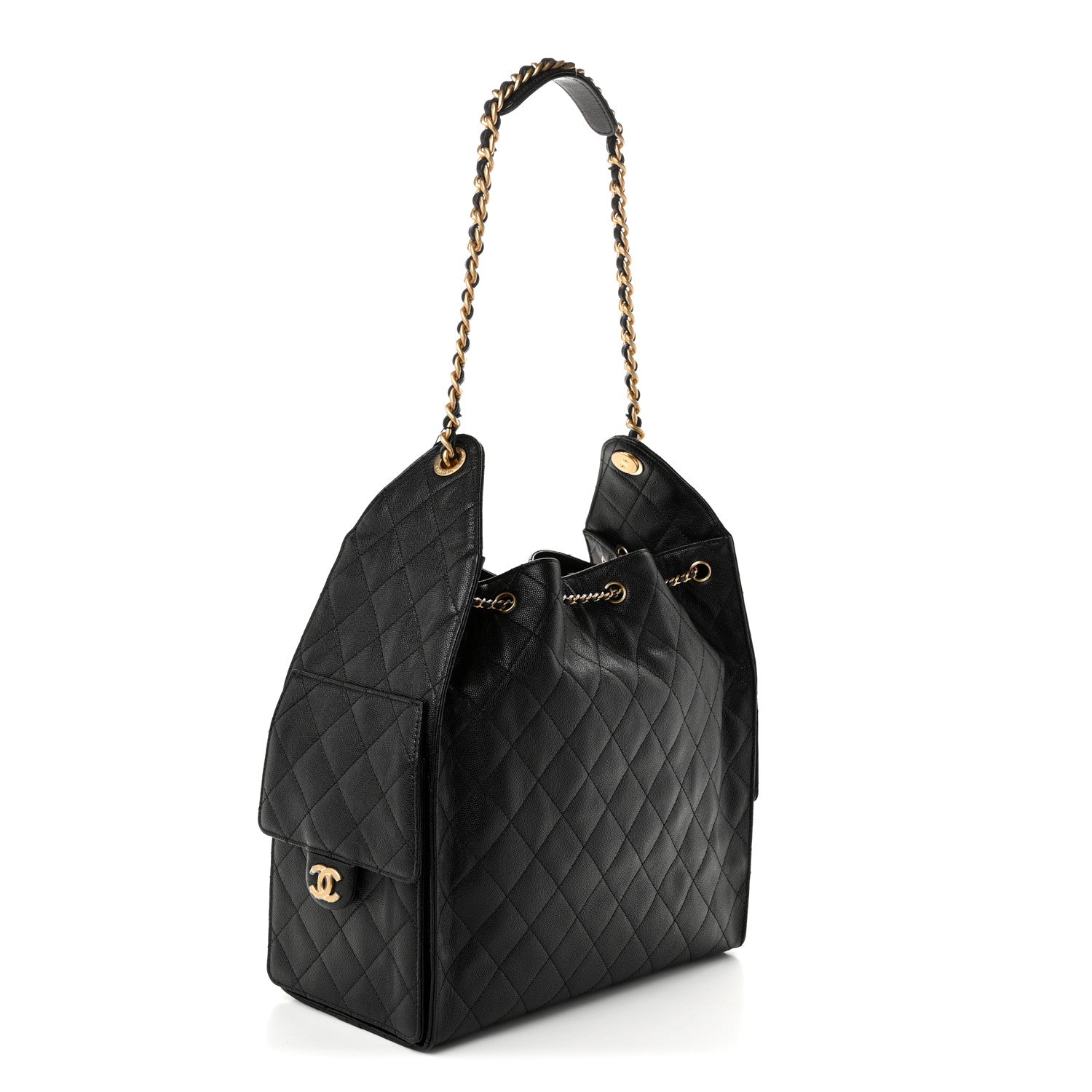 Caviar Quilted Medium Chanel 25 Handbag Black — view 4