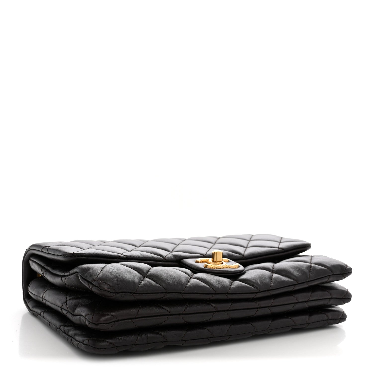 Lambskin Quilted Medium Pillow Crush Flap Bag Dark Brown — view 4