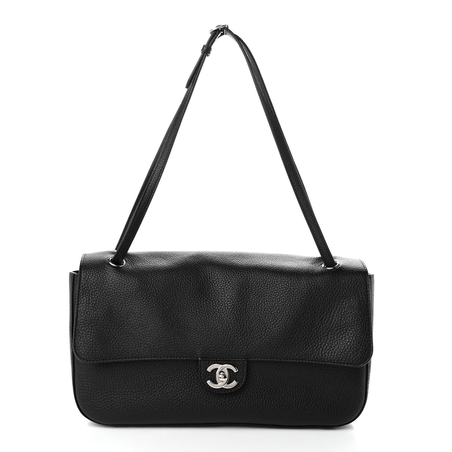 Grained Calfskin Small Souplissimo Maxi Flap Black