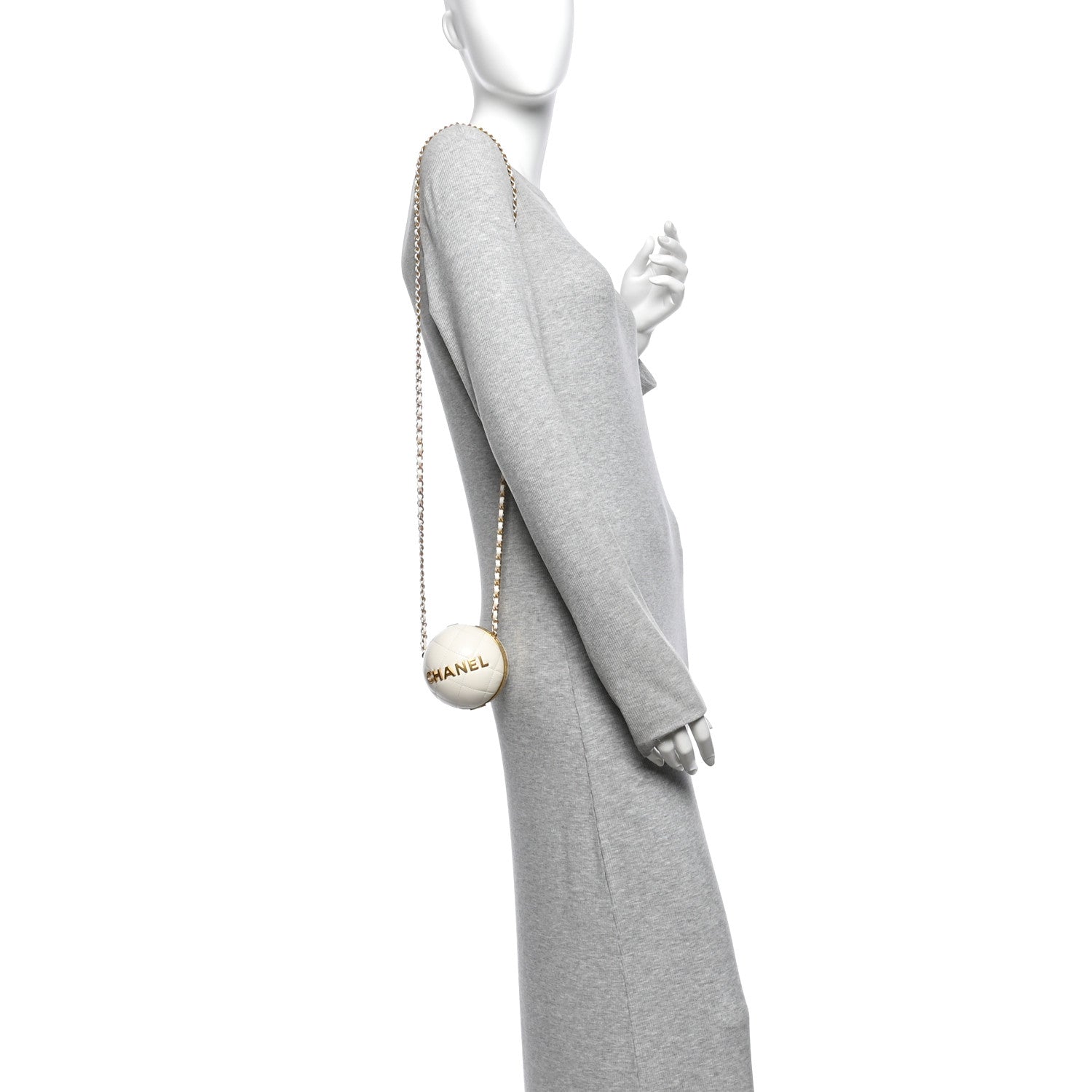 Lambskin CC Sphere Minaudiere Chain Clutch White — view 2