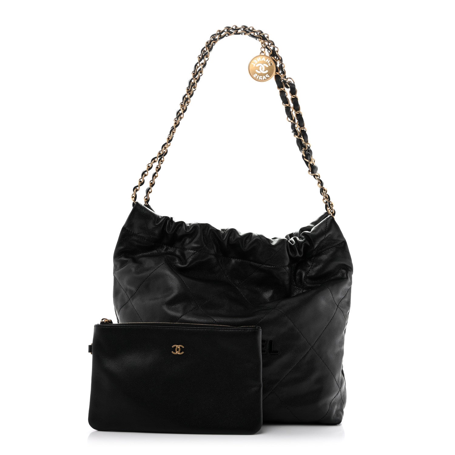 Shiny Caviar Quilted Monochrome Small Chanel 22 Black — view 3