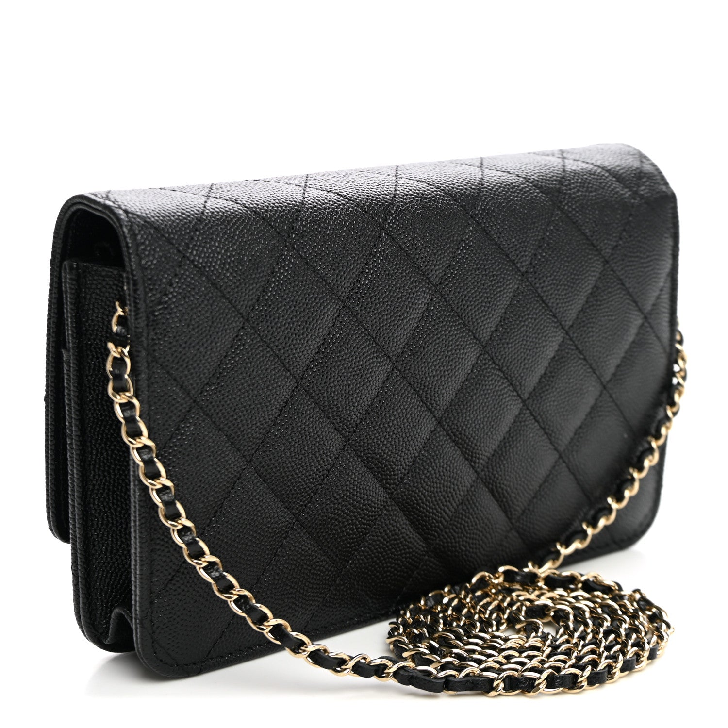 Caviar Quilted Golden Class Wallet On Chain WOC Black — view 3