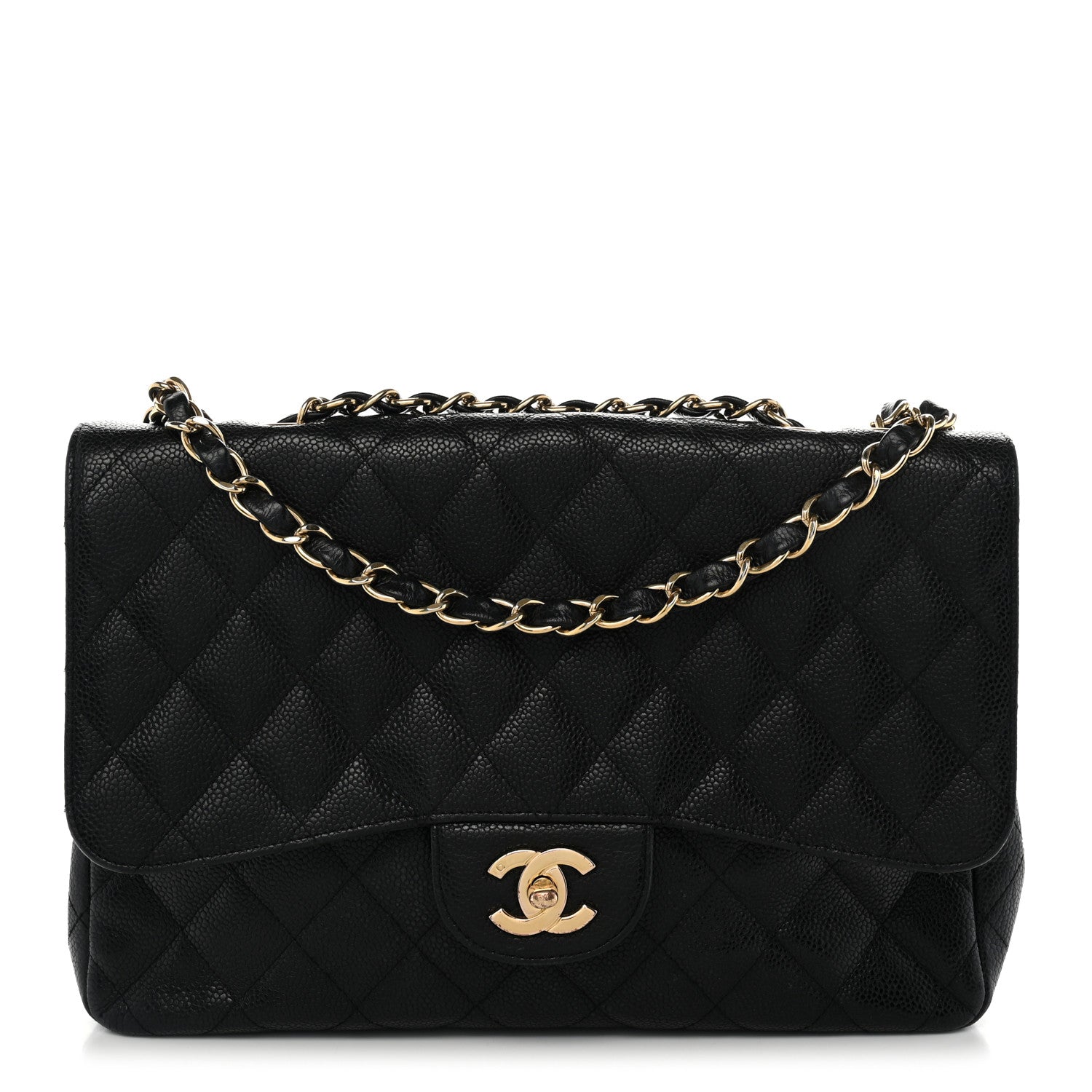 Caviar Quilted Jumbo Single Flap Black