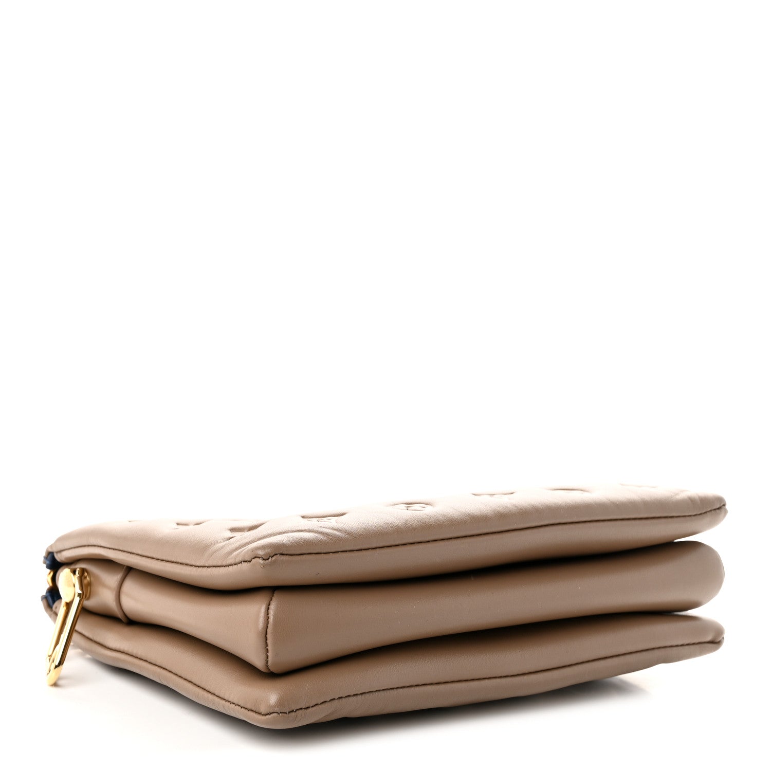 Lambskin Embossed Monogram Coussin PM Taupe — view 4