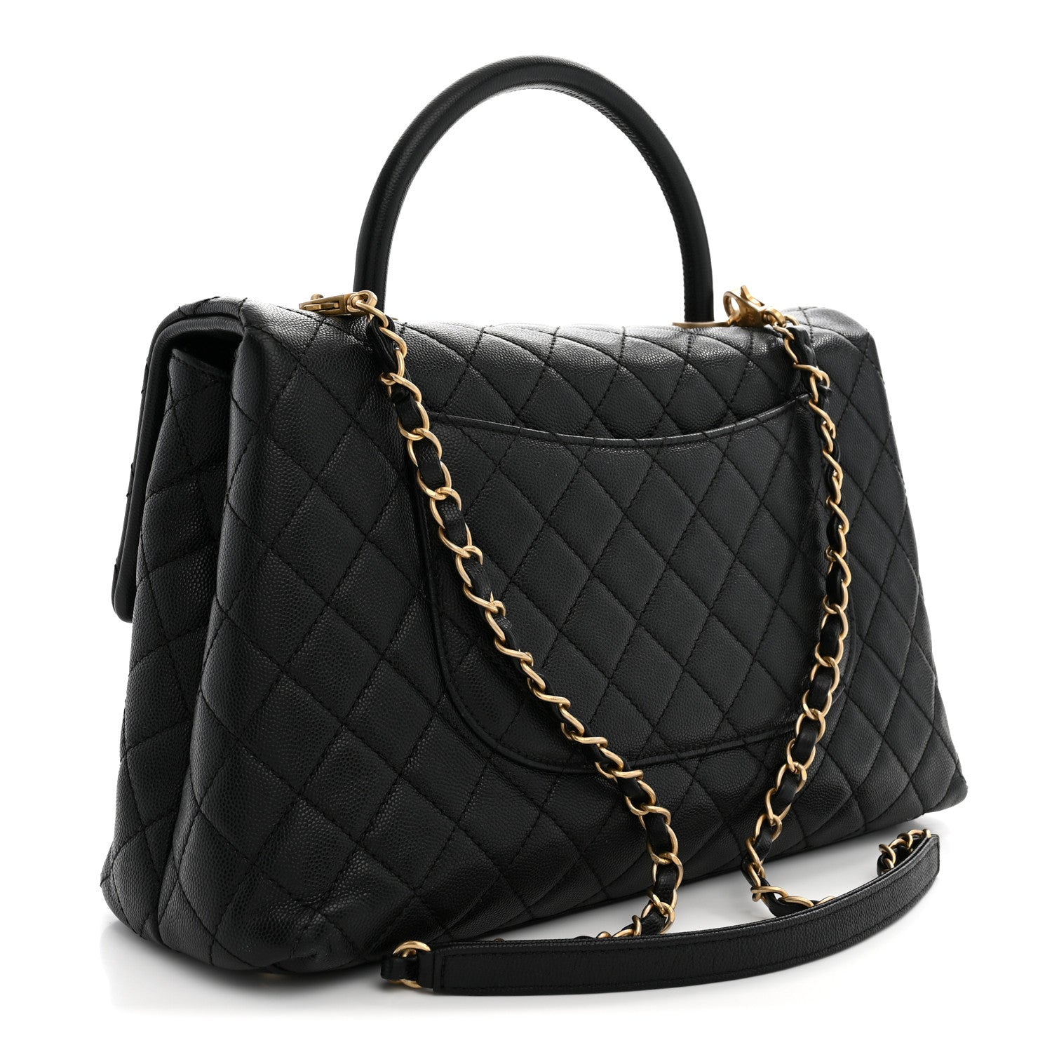 Caviar Quilted Medium Coco Handle Flap Black — view 3